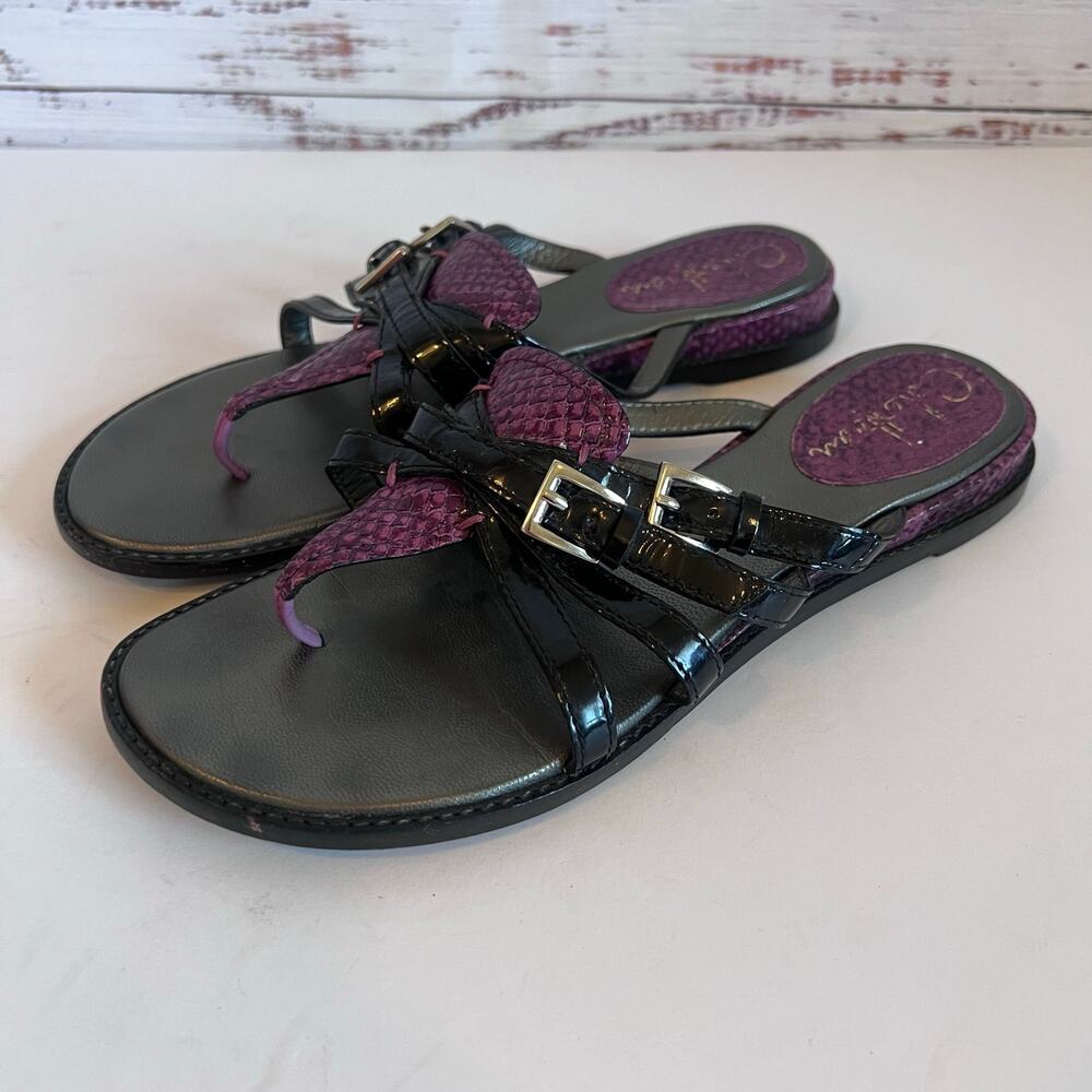 COLE HAAN NIKEAIR MINKA STRAPPY THONG SANDAL BLACK PURPLE 7 1/2